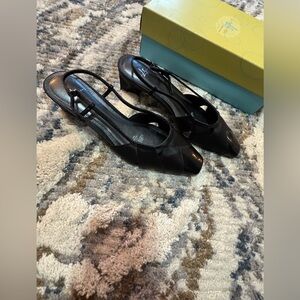 Life Stride Black Peep-Toe Slingback Heels